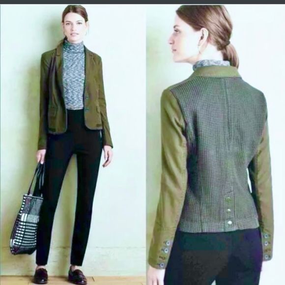 Anthropologie Hei Hei Olive Green Adelaide Jacket Size 8 and Size 2 - Picture 11 of 14